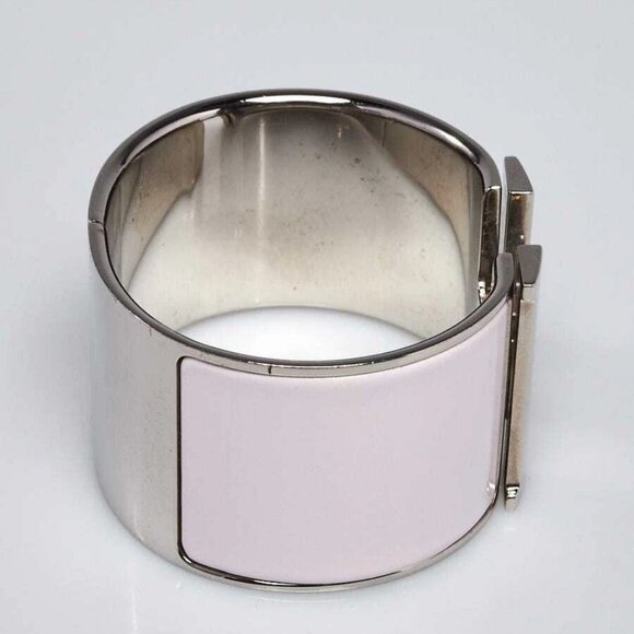 Hermes Nymph Enamel Palladium Plated Clic H GM Extra Wide Bracelet - Picture 3 of 7